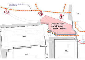 Site plan of sidewalk closure at Sachem's Wood, rending courtesy of Turner Construction Company